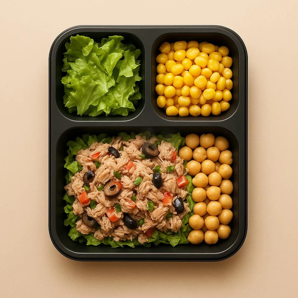 Ton balıklı Akdeniz bowl (marul, mısır, nohut, zeytinyağı)